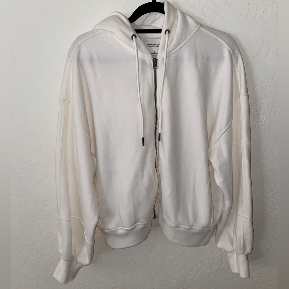 Abercrombie & Fitch Zip Up White Hoodie